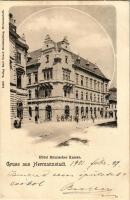 1901 Nagyszeben, Hermannstadt, Sibiu; Hotel Römischer Kaiser / szálloda, divat üzlet. Karl Garef kiadása / hotel, fashion store (kis szakadás / small tear)