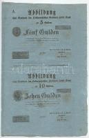 1816. Formuláre garnítúra: 5G + 10G + 25G + 50G ívben, kék színű merített papíron. A bankjegyek az í...