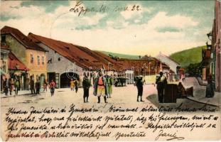 1911 Lippa, Lipova; Fő utca, piac, üzletek. Zeitler kiadása / main street, market, shops (EK)