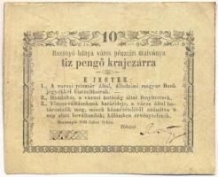 Rozsnyó 1849. július 16.10kr "Rozsnyó bánya város pénztári utalványa", "VIZSZA" sajtóhiba, "552" sorszámmal T:F / Hungary / Rozsnyó 16.07.1849. 10 Kreuzer "Rozsnyó bánya város pénztári utalványa (Cashier's Coupon of Mine Town of Roznava)", with "VIZSZA" printing error and "552" serial number C:F Adamo ROZ-1.4.4.