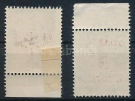 1946 Betűs TI. 2. / 10f/4f ívszéli bélyeg piros felülnyomat nélkül, de a hátoldalon a piros felülnyo...