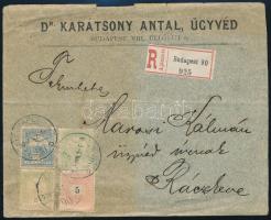 1900 5kr + Turul 2 x 5f + 25f kicsit kifakult távolsági ajánlott levélen