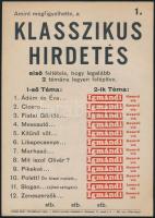 "Klasszikus hirdetés (...)", Igmándi keserűvíz kisplakát, papír, Globus-Nyomda, Bp., 24×17 cm