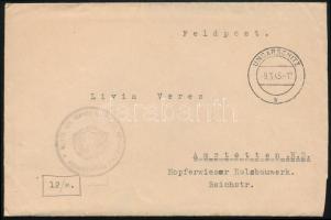 1945 Tábori posta levél tartalommal / Field post cover with content "M.KIR. 1/11. HONVÉD HARCKOCSI PÓTZÁSZLÓALJ PARANCSNOKSÁG"