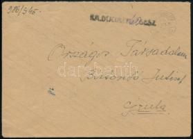 1945 (4. díjszabás) Távolsági levél 60P készpénzes bérmentesítéssel / Domestic cover with cash franking "BM. DIJCIMEN... BESZ"