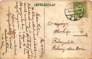 1915 Pécs, Irgalmasok utcája, villamos, V. Károly üzlete (Rb)