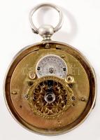 Ezüst (Ag) tokos zsebóra, kulcsos, kulcs nélkül, nem működik, d: 41mm, bruttó 41g