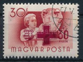 1957 Vöröskereszt IV. 30f két felülnyomattal (normál és vaknyomat) / Mi 1483 with double overprint, one of them blind