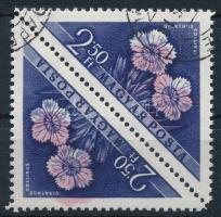 1958 Virág III. 2,50Ft pár elcsúszott rózsaszín színnyomattal / Mi 1540 pair with shifted pink colour