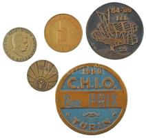 Vegyes, 5db-os külföldi emlékérem tétel T:XF,VF Mixed, 5pcs foreign commemorative medallion lot C:XF,VF