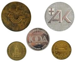 Vegyes, 5db-os külföldi emlékérem tétel T:XF,VF Mixed, 5pcs foreign commemorative medallion lot C:XF,VF