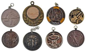 Vegyes, 8db-os külföldi emlékérem / díjérem tétel, mindegyik füllel T:XF,VF Mixed, 8pcs foreign commemorative medallion / award medal lot, all with ear C:XF,VF