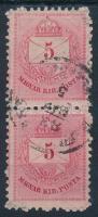 1881 5kr pár bal oldalon piros szegélyléclenyomattal / paint stripe