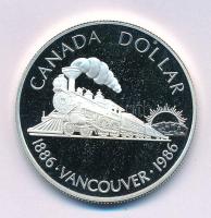 Kanada 1986. 1D Ag "Transzkontinentális vasút 100. évfordulója és Vancouver centenáriuma" T:PP foltos, kapszulában Canada 1986. 1 Dollar Ag "100th Anniversary of the Inauguration of the Transcontinental Railroad and the Cenetenary of the City of Vancouver" C:PP spotted, in capsule