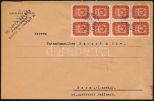 1946 (20. díjszabás) Svájcba küldött levél 10.000MP 10-es tömbbel bérmentesítve / Cover with block of 10 to Switzerland