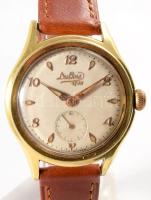 Dubois karóra, mechanikus, másodperc segédkörrel, bőr szíjjal, működik, karcokkal, d: 32mm