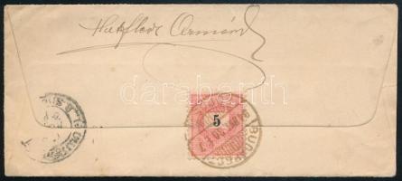 1894 Ajánlott levél Párizsba 4 x 5kr bélyeggel "BUDAPEST / FŐPOSTA" / Registered cover wit...