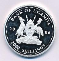 Uganda 2006. 2000Sh Ag "A labdarúgás halhatatlanjainak csarnoka - Magyarország 1950-es évek / Puskás Ferenc" kapszulában, bizonytalan ezüsttartalmú! T:PP kis fo. Uganda 2006. 2000 Shillings Ag "Hall of Fame of Football - Hungary 1950's / Puskás Ferenc" in capsule, uncertain silver content C:PP small spots