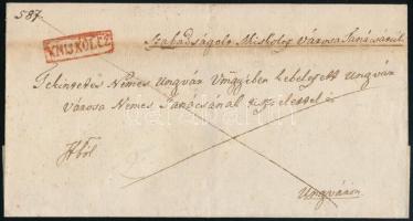 1818 Hivatalos levél / Official cover, piros / red "V.MISKOLCZ" - Ungvár