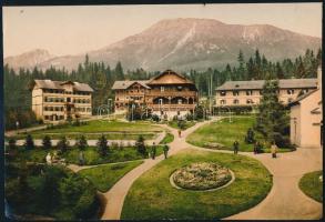 cca 1880 Tátrafüred látképe, Stary Smokovec (Magas-Tátra, Vysoké Tatry) chromolithogárfiák, sérülésekkel, 15×22 cm