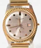 Jean Cardot karóra, fém szíjjal, mechanikus, 17 köves, koronája hiányos, d: 32mm