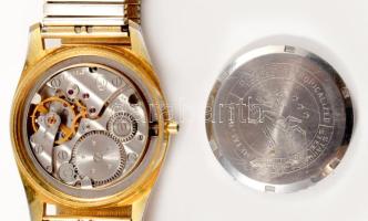 Jean Cardot karóra, fém szíjjal, mechanikus, 17 köves, koronája hiányos, d: 32mm