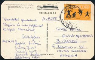 1968 Székely Éva (1927-2020) olimpiai bajnok úszó, Gyarmati Andrea (1954- ) olimpiai ezüstérmes és Európa-bajnok úszó, illetve Turóczy Judit (1948- ), Kovács Edit (1951- ) és Szentirmay István (1949- ) úszók autográf aláírása a mexikói olimpiáról hazaküldött képeslapon