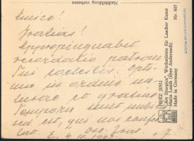 1947 Mindszenty József (1892-1975) bíboros, hercegprímás, esztergomi érsek autográf képeslapja Géfin...