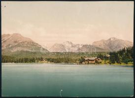 cca 1880 Csorba-tó, Magas-Tátra, Vysoké Tatry, fotokróm nyomat, sérülésekkel, 15×22 cm
