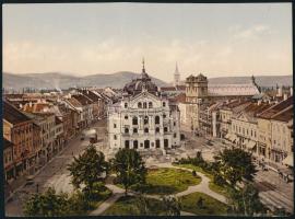 cca 1880 Kassa (Felvidék) Nemzeti Színház, fotokróm nyomat, sérülésekkel, 15×22 cm