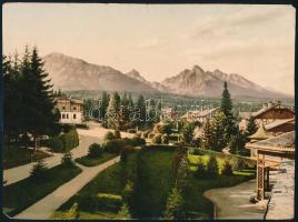 cca 1880 Tátrai látkép / Vysoké Tatry, fotokróm nyomat, sérülésekkel, 15×22 cm