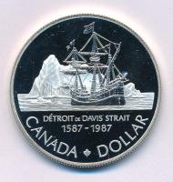 Kanada 1987. 1$ Ag "A Davis-szoros felfedezésének 400. évfordulója" T:PP folt Canada 1987. 1 Dollar Ag "400th Anniversary of the Discovery of Davis Strait" C:PP spotted Krause KM#154