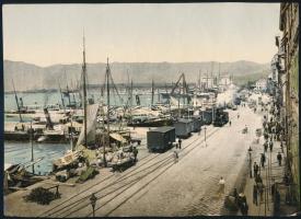 cca 1880 Fiume / Rijeka, kikötő, fotokróm nyomat, sérülésekkel, 15×22 cm