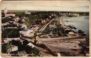 1928 Dunaföldvár, kilátás a Dunapartra, hajók. Somló Manó kiadása (kopott sarkak / worn corners)