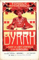 Tonique Hygienique Byrrh. A base de vins genereux et de quinquina. Concours d'Affiches "Byrrh" - 112 Lauréats 5e Prix (31 lauréats) / French apéritif advertisement art postcard. Art Nouveau s: Paul Cauchie (kis szakadás / small tear)
