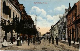 1916 Kaposvár, Fő utca, Központi vendéglő, Maitinsky üzlete. Szabó Lipót kiadása (EK)