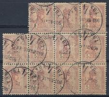 1900 Turul 5K 11-es tömb / Mi 70 block of 11 (MBK 2700 + pont)