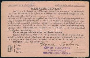 1921 Ajánlott Budapest helyi nyomtatvány 7,45K bérmentesítéssel / Registered local printed matter wi...
