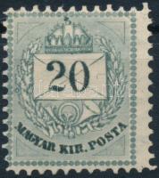 1881 20kr 11 1/2 fogazással elfogazva, gyöngyjavítással