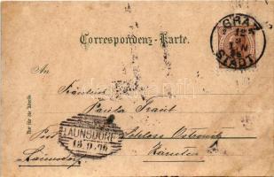 1896 Graz, Hauptplatz, Stadt-Theater, Landes-Theater. Loius Glaser / main square, theatre. Art Nouve...