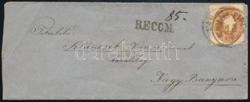 ~1862 2 x 10kr (hátoldali bontásnál eltépve) ajánlott levélen / 2 x 10kr ajánlott levélen (1 torn apart) "VÁMOS-PIRCS"