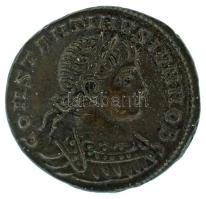 Római Birodalom 334-335 / II. Constantinus / Siscia / Follis bronz (2,56g) T:AU,XF Roman Empire 334-335 / Constantine II / Siscia / Follis bronze "CONSTANTINVS IVN NOB C / GLOR-IA EXERC-ITVS - dot epsilon SIS dot" two soldiers standing, each holding spear and shield, two standards between them (2,56g) C:AU,XF RIC VII 237