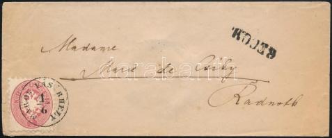 ~1864 1863 10kr (eltépve) + 1864 5kr ajánlott levélen / 1863 10kr (torn apart) + 1864 5kr on registered cover "MAROS VÁSÁRHELY" - Radnóth