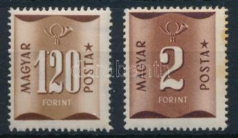 1951 Barnaportó 1,20Ft és 2Ft (rozsda) számvízjellel / Mi P 201 + 202 (stain), number in the watermark