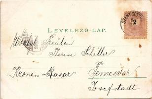 1899 Szentgotthárd, Templom, Fő tér, Rábapart. Wellisch Béla kiadása. Art Nouveau, floral, litho (EB...