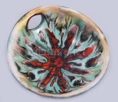 Iparművészeti asztaldísz tál, jelzett, 14x13 cm