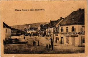 Kőszeg, Kőszeg főtere a múlt században, Popper Jakab posztó, vászon és divat üzlete. Róth Jenő kiadása (apró szakadások / tiny tears)