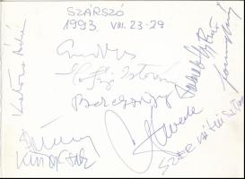 1993 Balatonszárszó, az I. Szárszói Találkozón részt vevő értelmiségiek által aláírt 2 db képeslap, ...