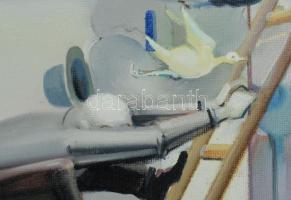 Neuberger István (1953-): "Uzsgyi", 2021. Olaj, farost. Jelezve jobbra lent: Neuberger 21....