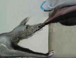 Neuberger István (1953-): "Uzsgyi", 2021. Olaj, farost. Jelezve jobbra lent: Neuberger 21....